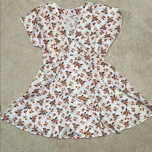 Floral Kids Dress in White and Brown